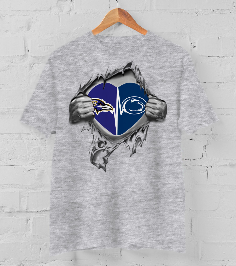 Baltimore Ravens Penn State Heartbeat Fan T-Shirt