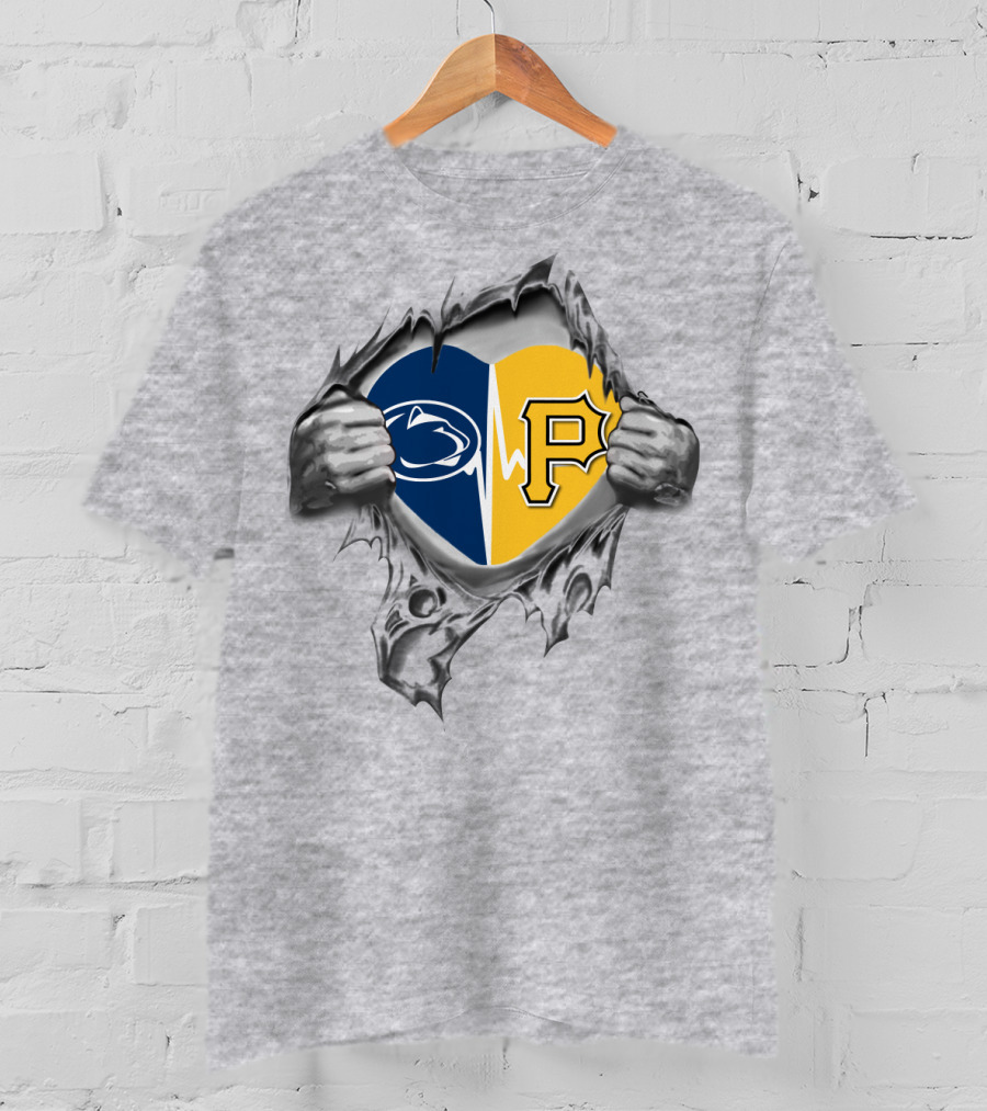 Pittsburgh Pirates Penn State Heartbeat Logo Fusion T-Shirt