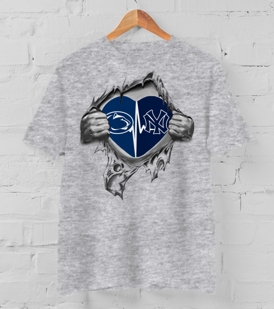 Penn State Nittany Lions New York Yankees Heartbeat Fusion T-Shirt