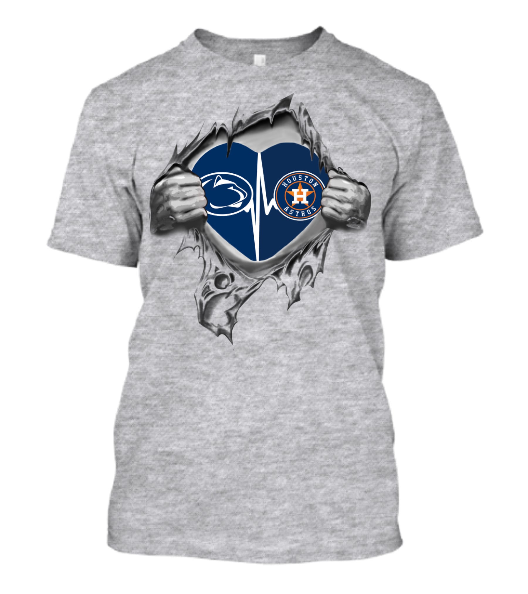Penn State Nittany Lions Houston Astros Heartbeat Rip T-Shirt