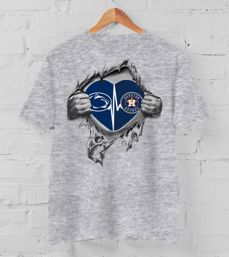 Penn State Nittany Lions Houston Astros Heartbeat Rip T-Shirt