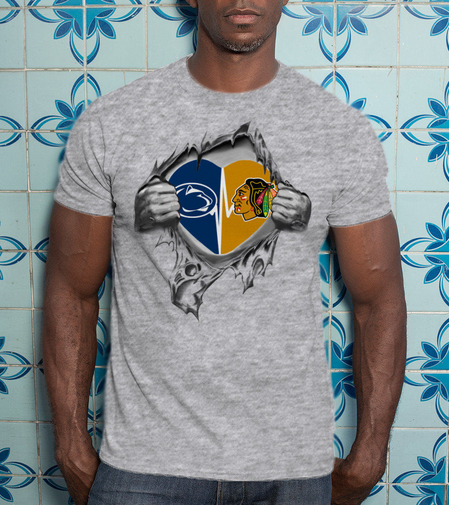 Penn State Nittany Lions Chicago Blackhawks Torn Heart T-Shirt