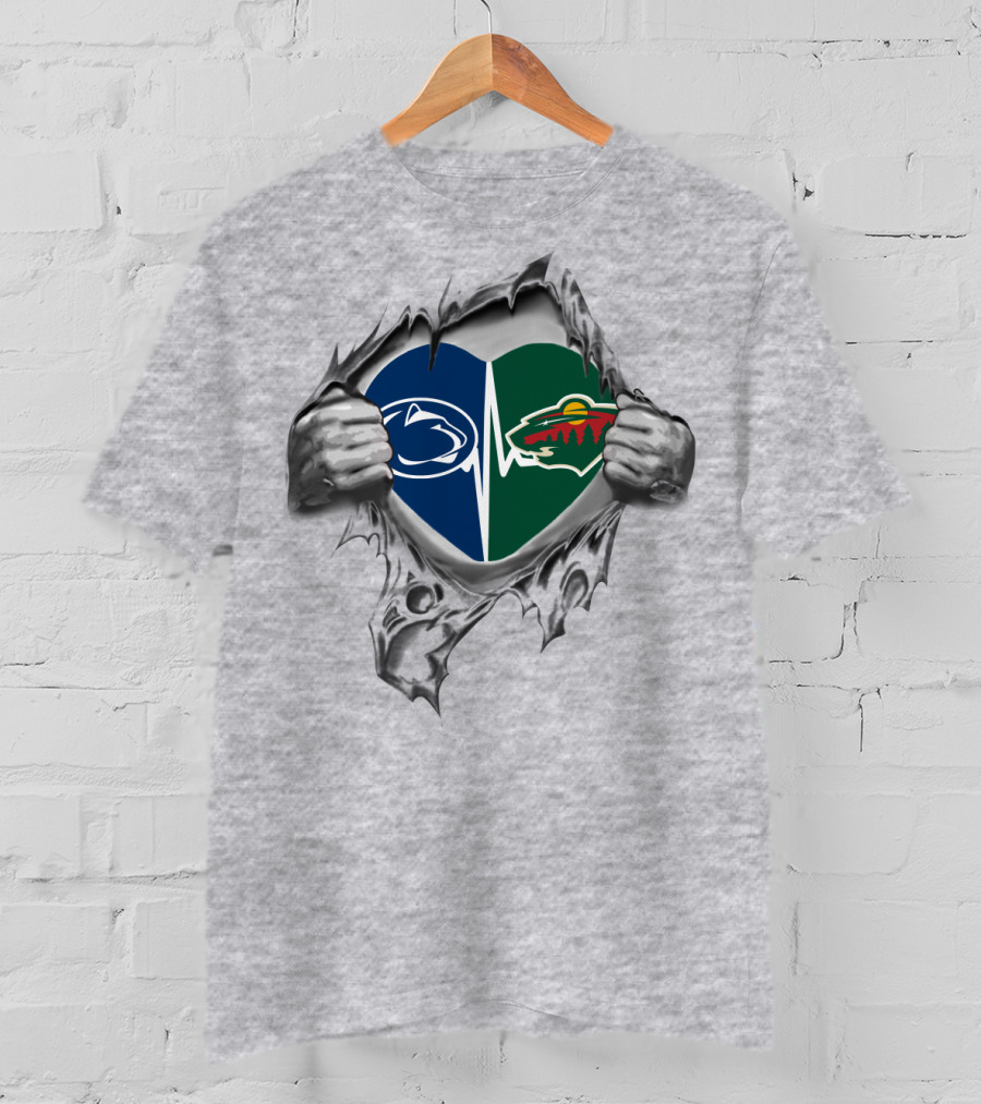 Minnesota Wild Penn State Heartbeat Divide T-Shirt