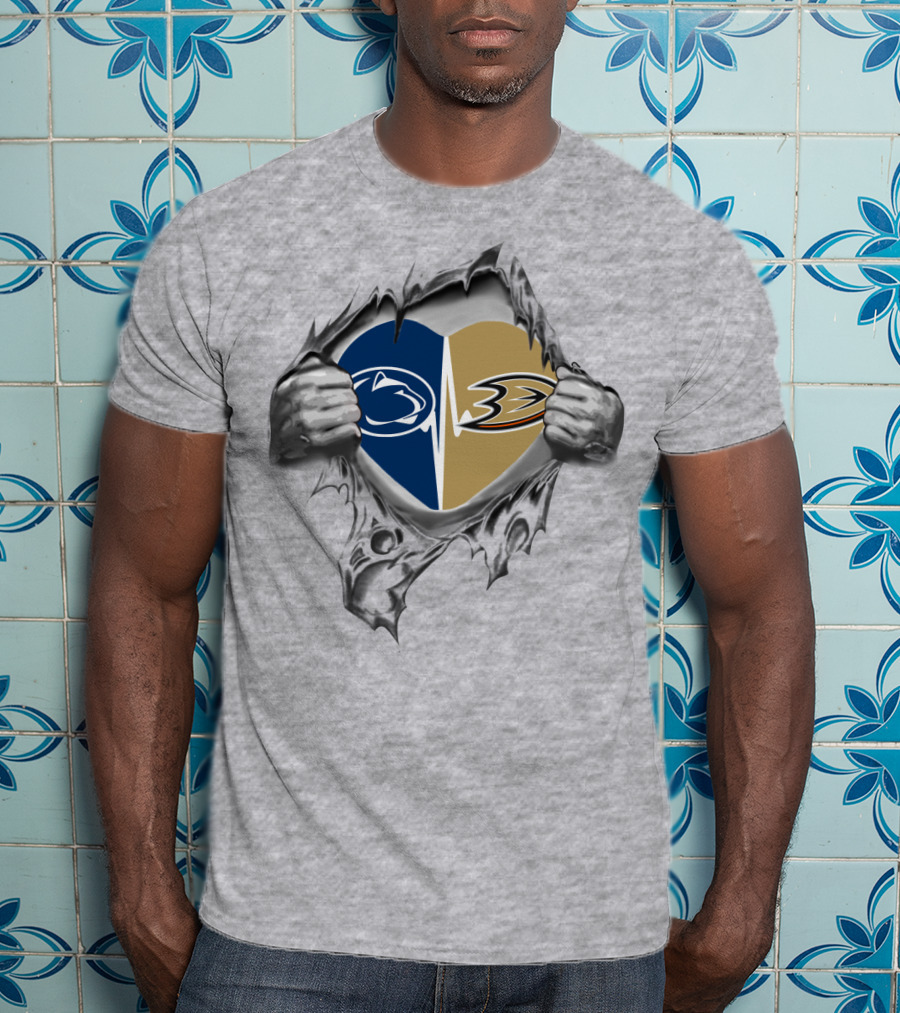 Anaheim Ducks Penn State Heart Logo Torn T-Shirt