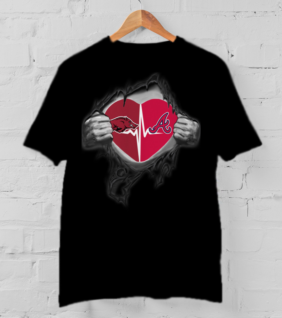 Arkansas Razorbacks Atlanta Braves Heartbeat Combo T-Shirt