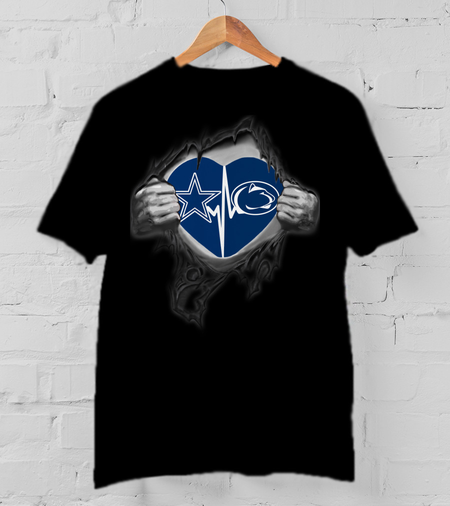 Dallas Cowboys Penn State Heartbeat Torn Fabric T-Shirt