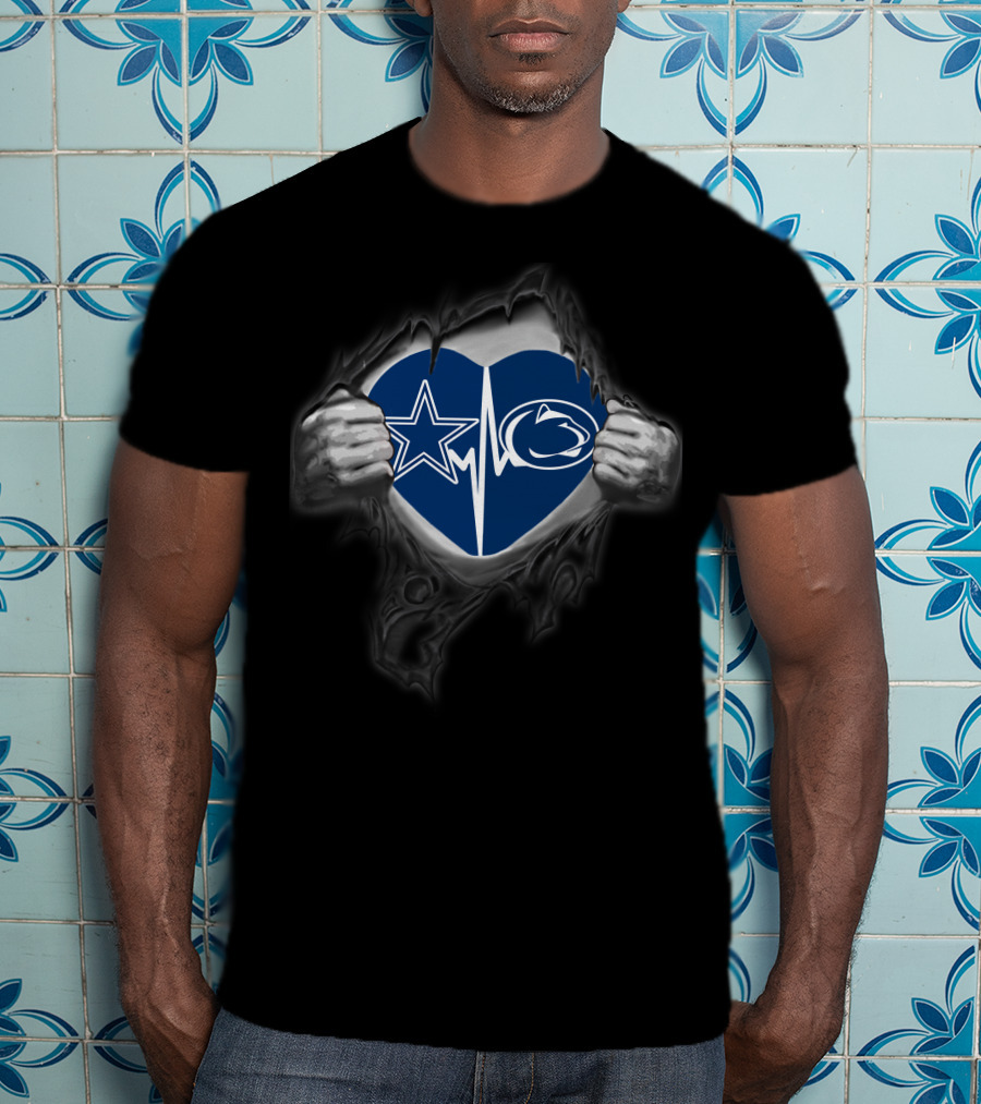Dallas Cowboys Penn State Heartbeat Torn Fabric T-Shirt