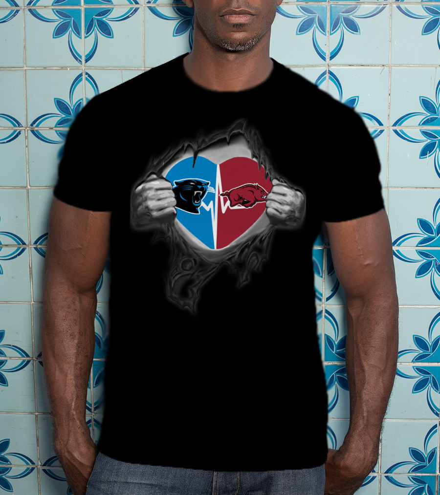 Panthers Heartbeat Arkansas Razorbacks Rivalry T-Shirt