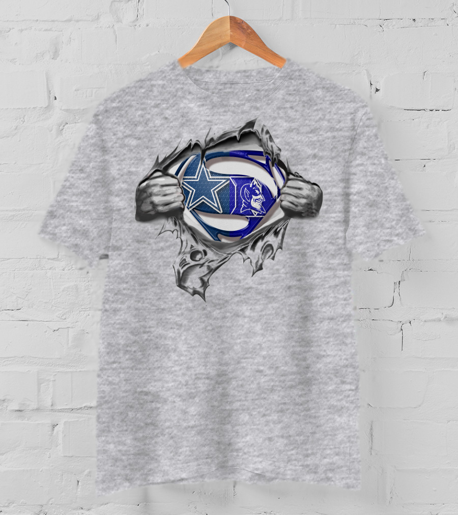 Cowboys Duke Blue Devils Superman Logo Fusion T-Shirt