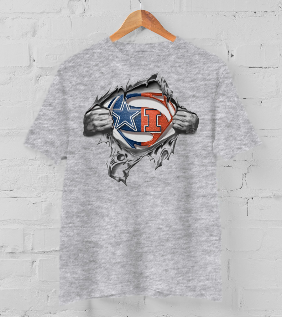 Cowboys Illinois Fighting Illini Superman Logo Mix T-Shirt