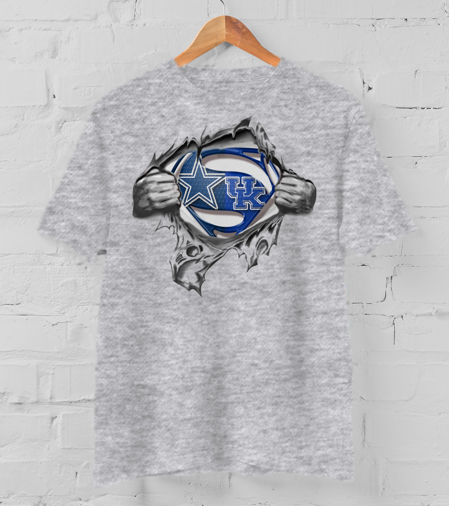 Dallas Cowboys Kentucky Wildcats Superman Logo Fusion T-Shirt