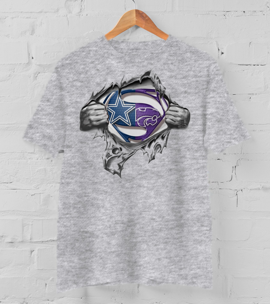 Cowboys Kansas State Wildcats Superman Logo Fusion T-Shirt