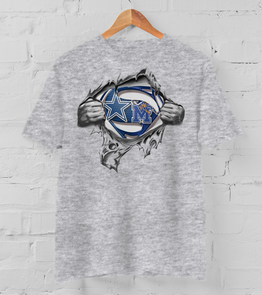 Cowboys Memphis Tigers Superman Logo Mashup T-Shirt