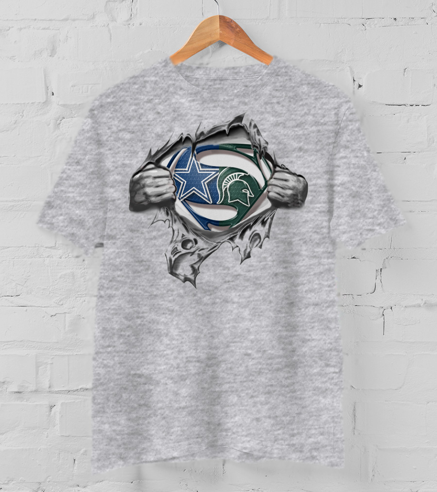 Cowboys Michigan State Spartans Superman Logo Mashup T-Shirt
