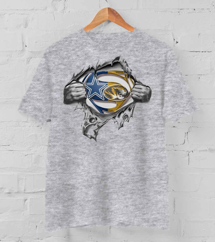 Cowboys Missouri Tigers Superman Logo Fusion T-Shirt