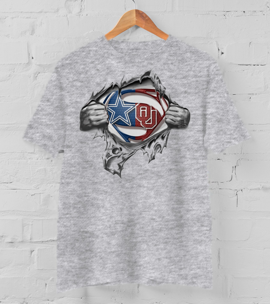 Dallas Cowboys Oklahoma Sooners Superman Logo Fusion T-Shirt