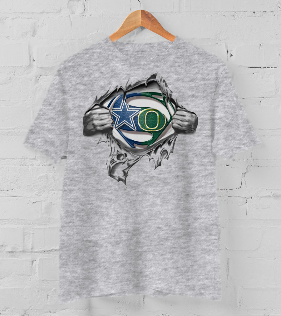 Cowboys Oregon Ducks Superman Logo Mashup T-Shirt