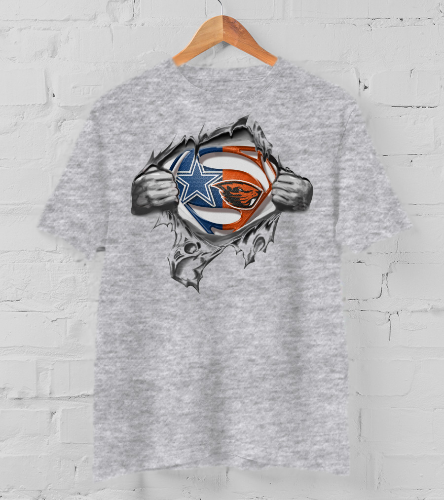 Cowboys Oregon State Beavers Superman Emblem Mashup T-Shirt
