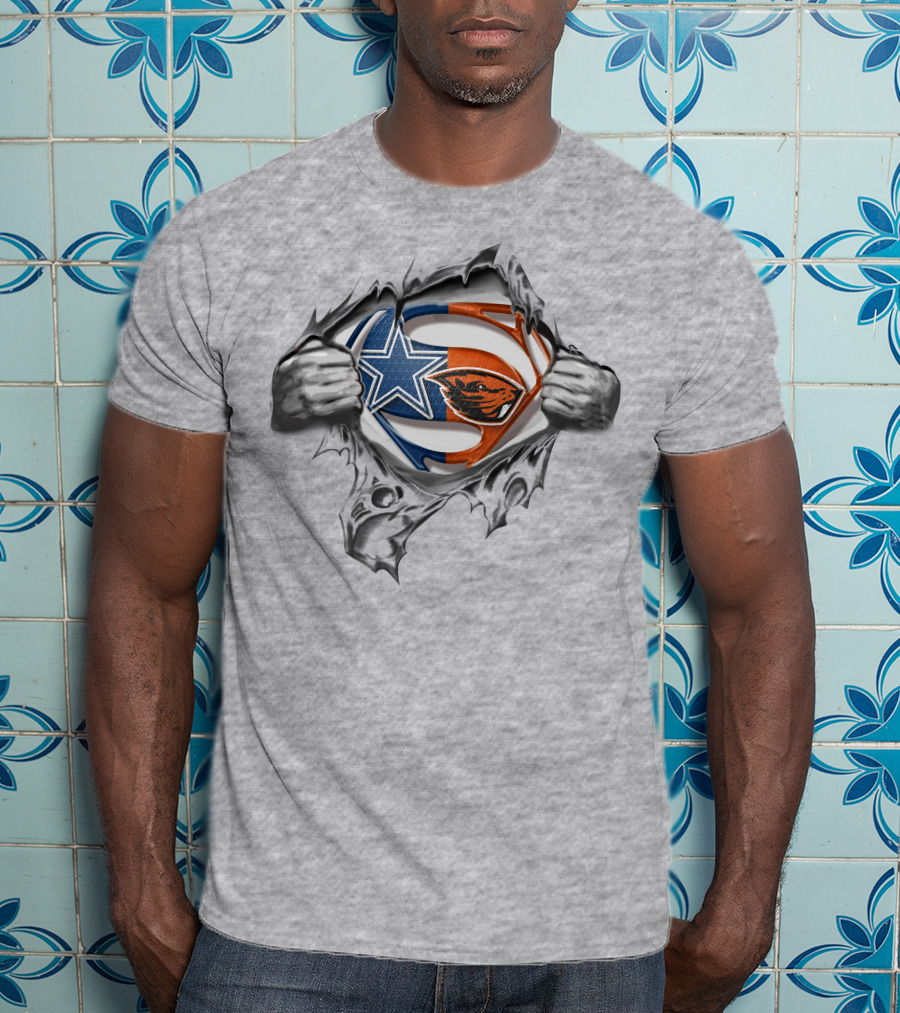 Cowboys Oregon State Beavers Superman Emblem Mashup T-Shirt