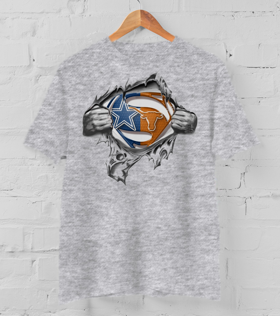 Dallas Cowboys Texas Longhorns Superman Logo Fusion T-Shirt