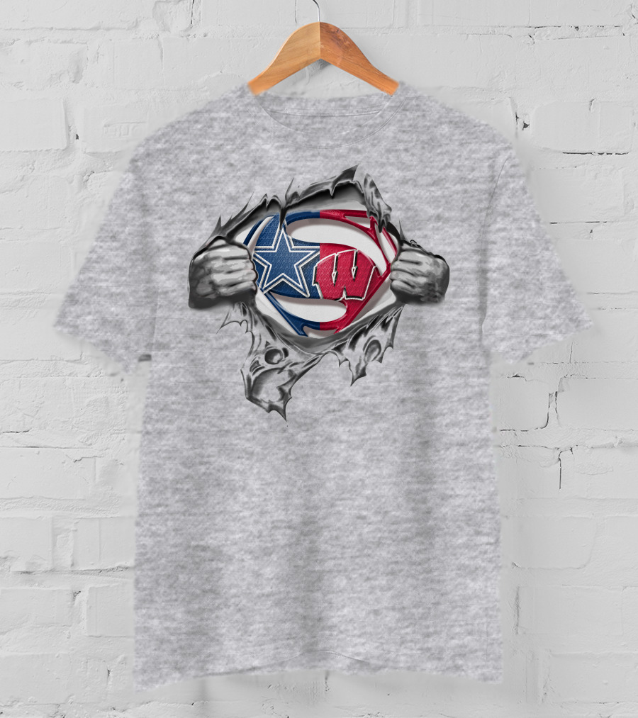 Cowboys Wisconsin Badgers Superman Logo Burst T-Shirt
