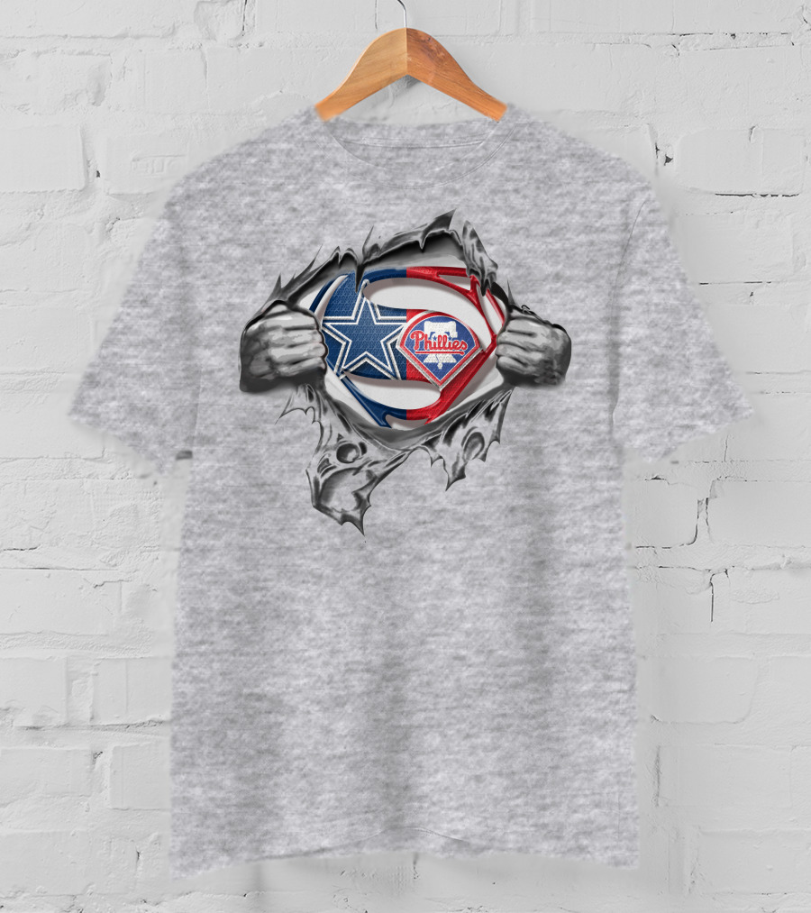 Cowboys Philadelphia Phillies Superman Logo Mashup T-Shirt