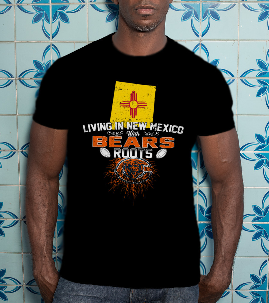 Living In New Mexico With Bears Roots Zia Symbol Football T-Shirt
