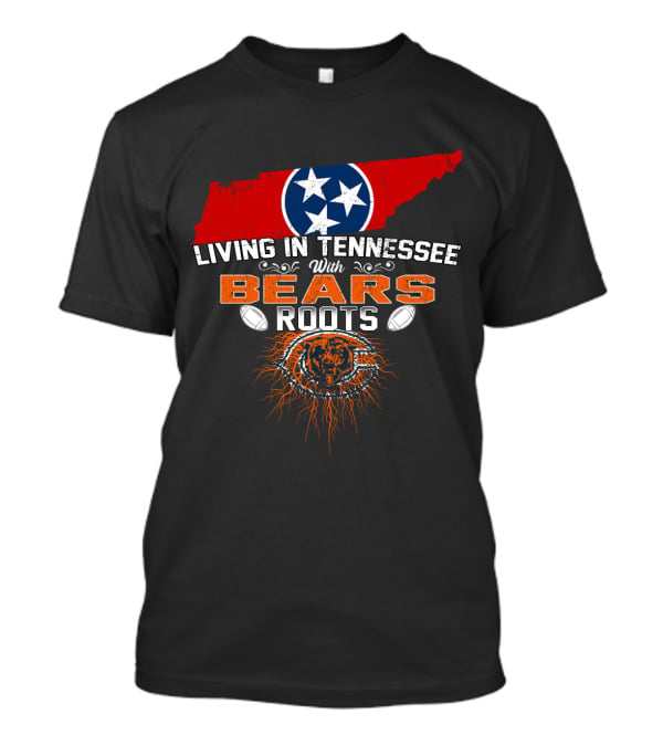 Living In Tennessee With Bears Roots Tennessee Flag Football Bear T-Shirt