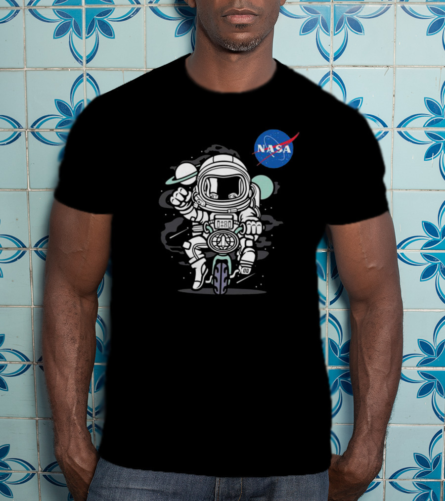 NASA Astronaut Biker Adventure In Space T-Shirt