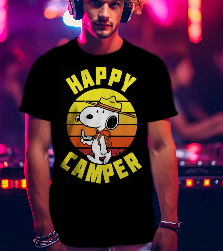 Snoopy Happy Camper Vintage Sunset Peanuts T-Shirt