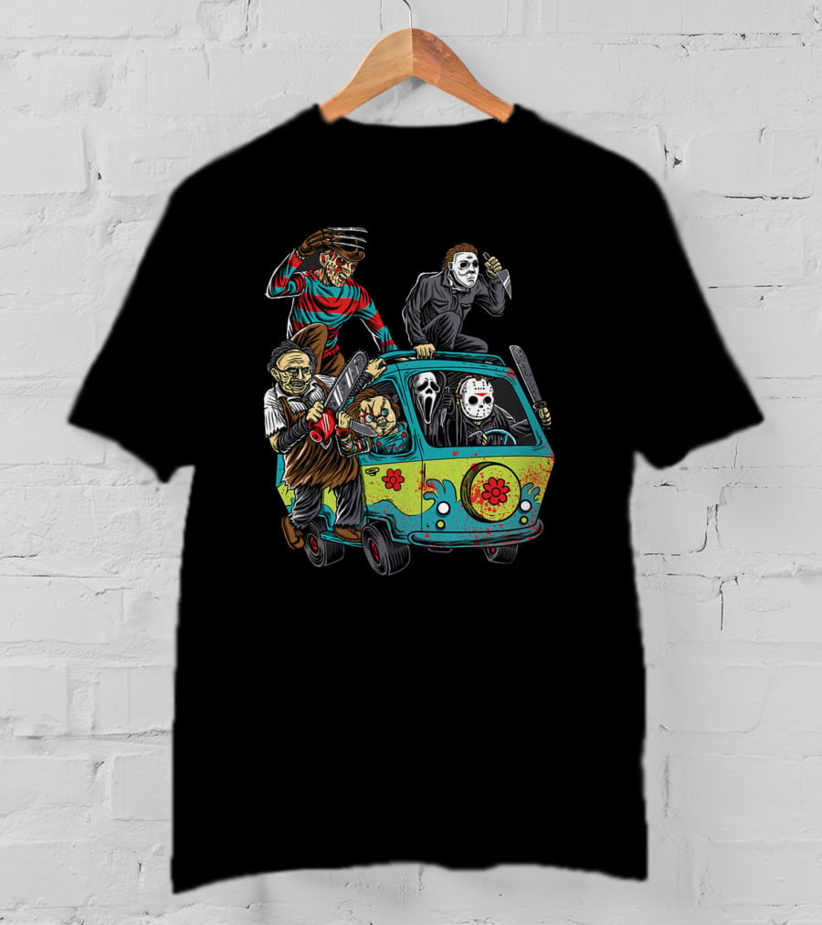 The Massacre Machine Horror Icons Funny Movie Mashup T-Shirt