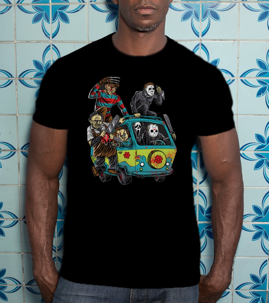 The Massacre Machine Horror Icons Funny Movie Mashup T-Shirt