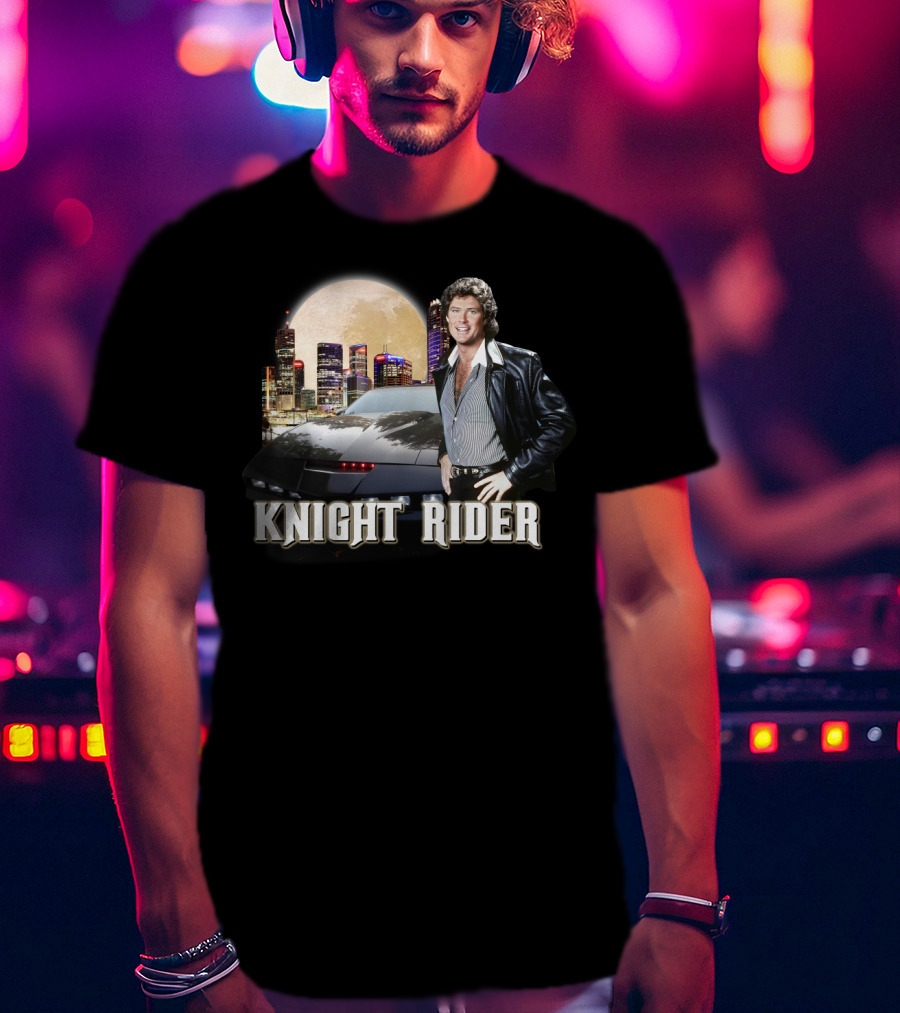 Knight Rider PNR05 Classic Retro TV Show Moonlit Cityscape T-Shirt