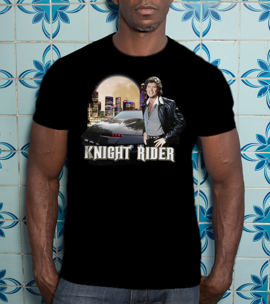 Knight Rider PNR05 Classic Retro TV Show Moonlit Cityscape T-Shirt