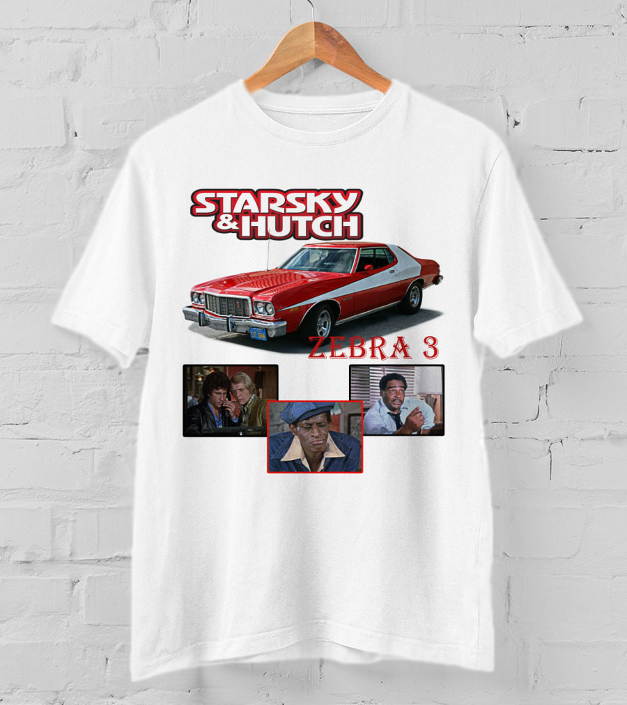 Starsky And Hutch Zebra 3 Car And Characters T-Shirt