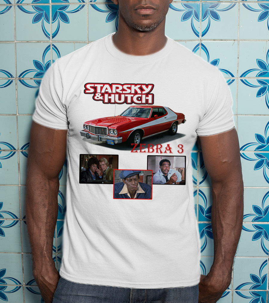 Starsky And Hutch Zebra 3 Car And Characters T-Shirt