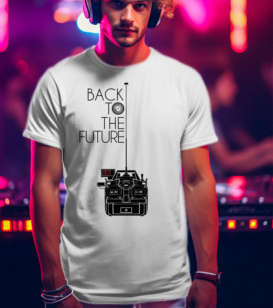 Back To The Future Time Machine Graphic With Clock And DeLorean T-Shirt