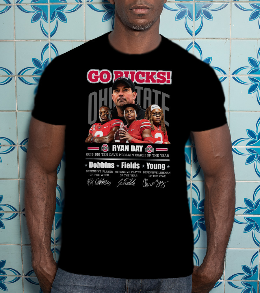 Go Bucks Ohio State Ryan Day Dobbins Fields Young Big Ten Coach Of The Year T-Shirt