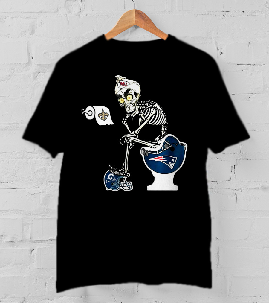 Chiefs Skeleton Patriots Toilet Saints Rams Helmet T-Shirt