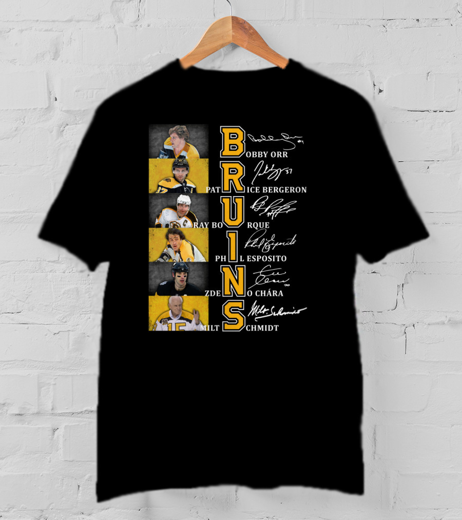Bobby Orr Pat Ice Bergeron Ray Bourque Phil Esposito Zdeno Chara Milt Schmidt Bruins T-Shirt