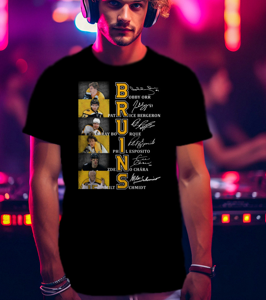 Bobby Orr Pat Ice Bergeron Ray Bourque Phil Esposito Zdeno Chara Milt Schmidt Bruins T-Shirt