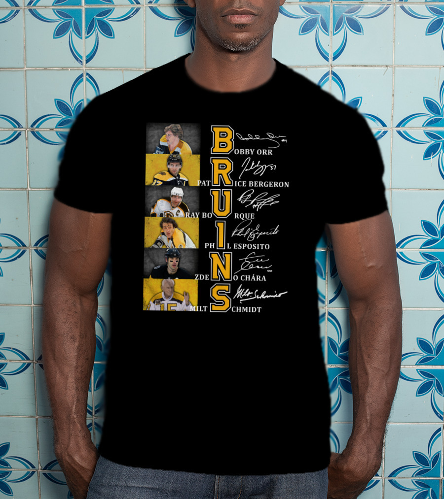 Bobby Orr Pat Ice Bergeron Ray Bourque Phil Esposito Zdeno Chara Milt Schmidt Bruins T-Shirt