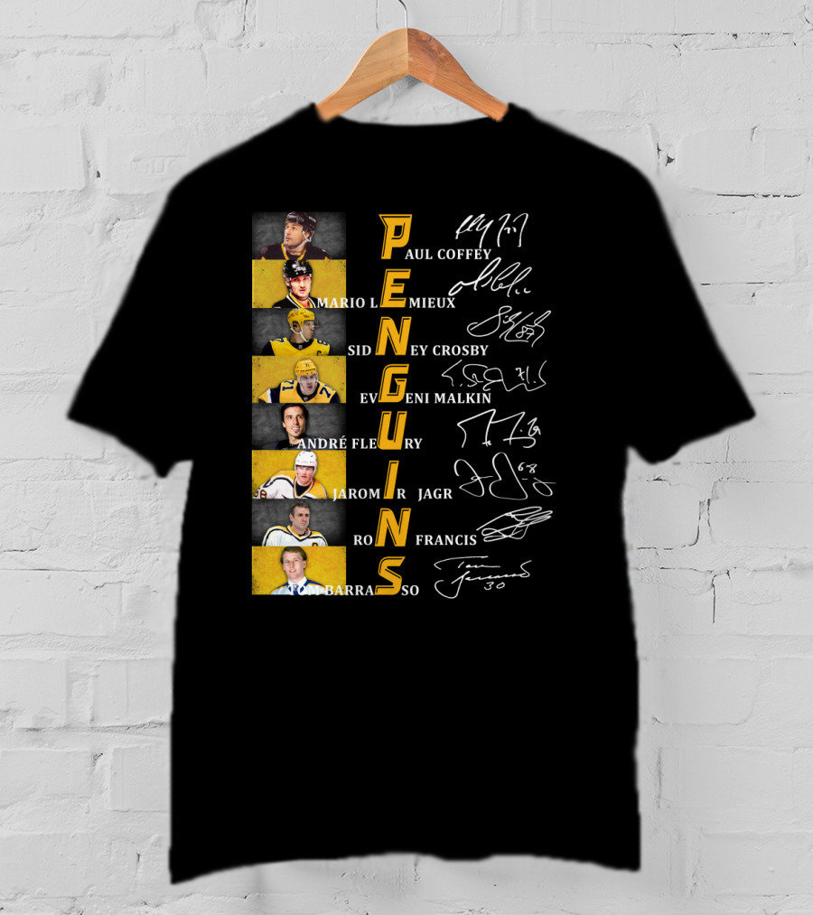 Penguins Paul Coffey Mario Lemieux Sidney Crosby Evgeni Malkin André Fleury Jaromír Jagr Ron Francis Tom Barrasso T-Shirt