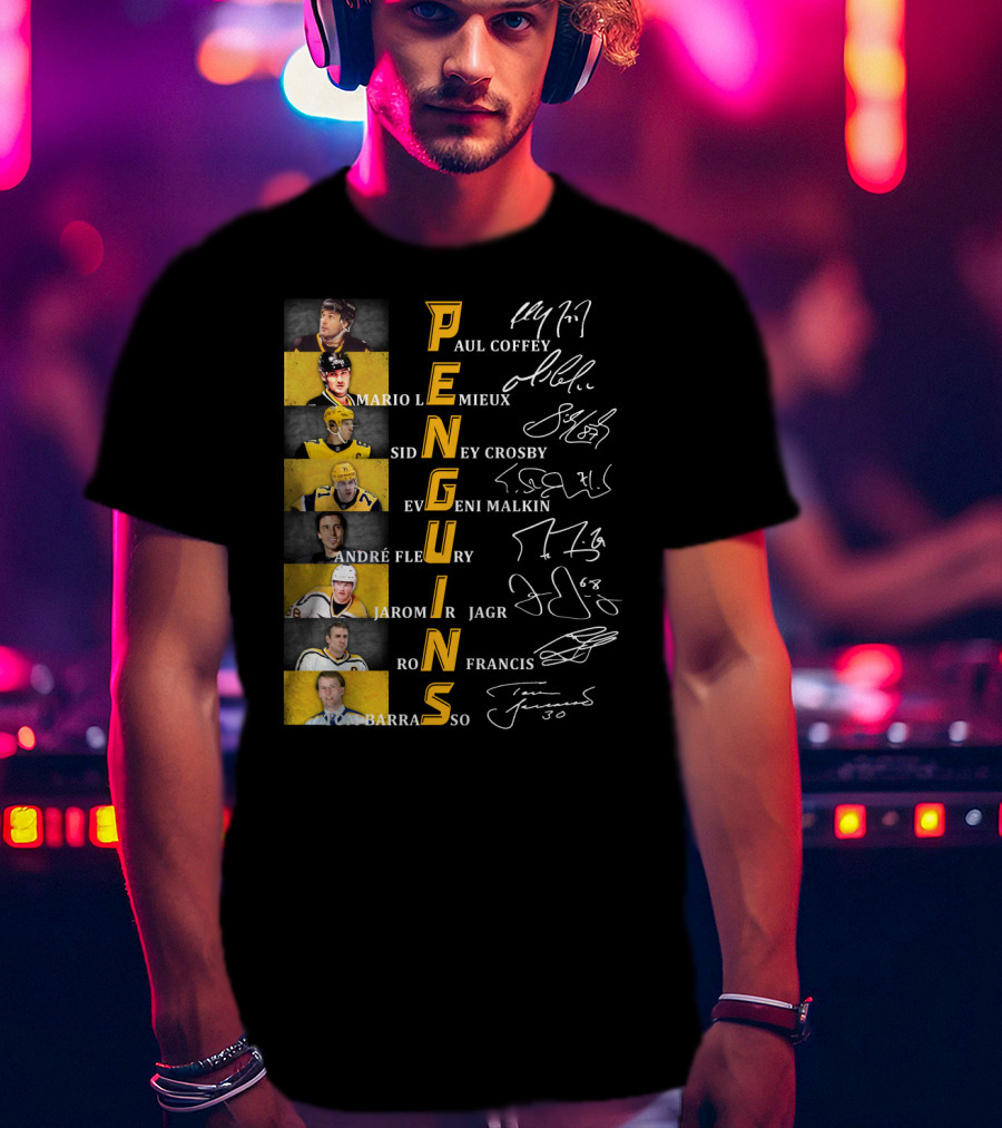 Penguins Paul Coffey Mario Lemieux Sidney Crosby Evgeni Malkin André Fleury Jaromír Jagr Ron Francis Tom Barrasso T-Shirt