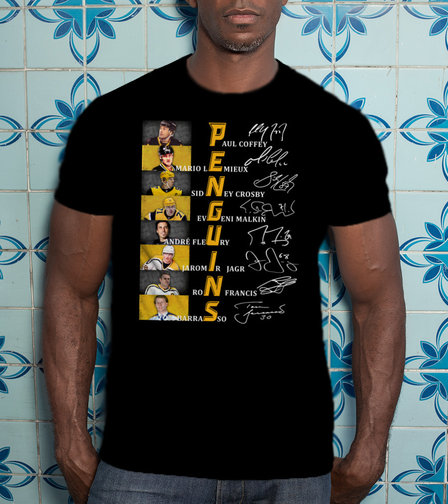 Penguins Paul Coffey Mario Lemieux Sidney Crosby Evgeni Malkin André Fleury Jaromír Jagr Ron Francis Tom Barrasso T-Shirt