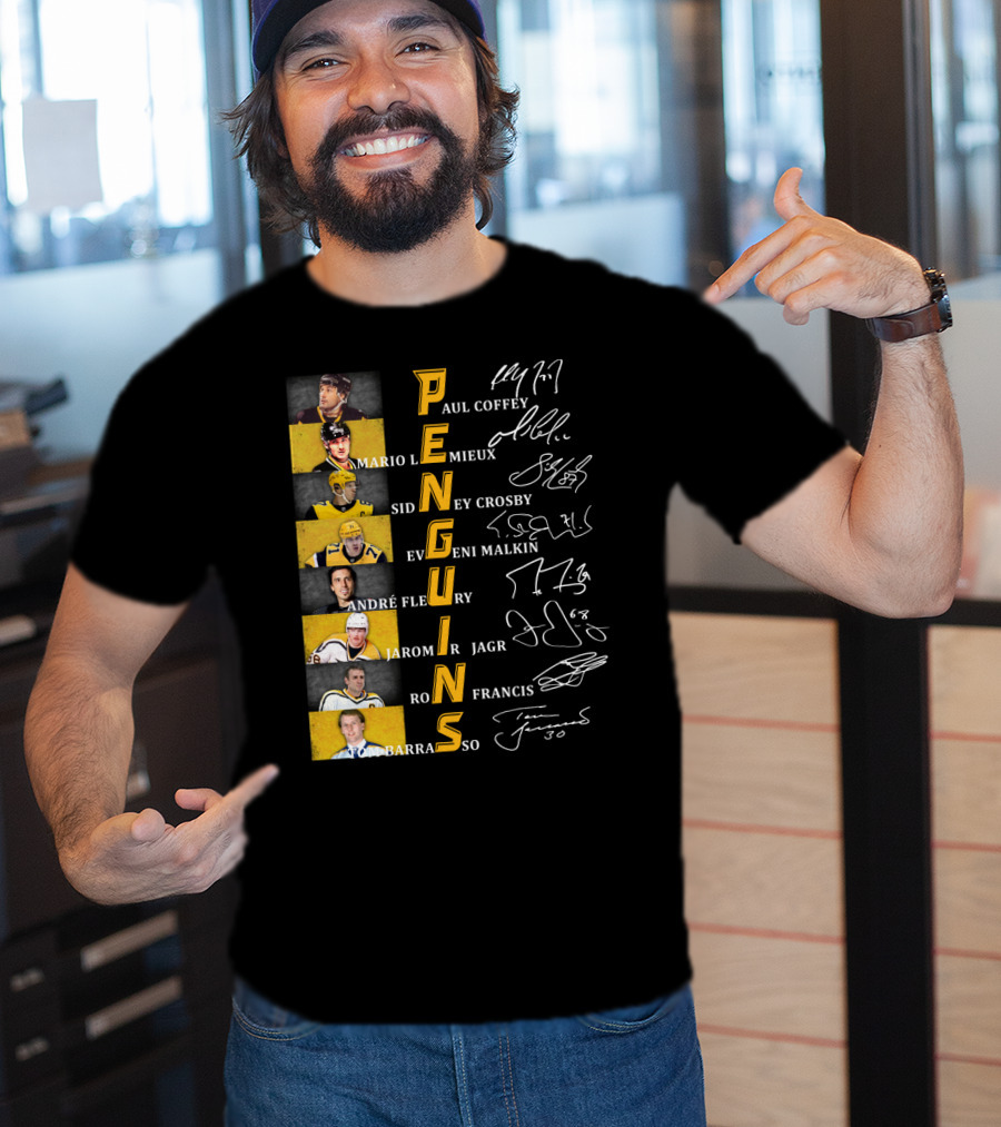 Penguins Paul Coffey Mario Lemieux Sidney Crosby Evgeni Malkin André Fleury Jaromír Jagr Ron Francis Tom Barrasso T-Shirt