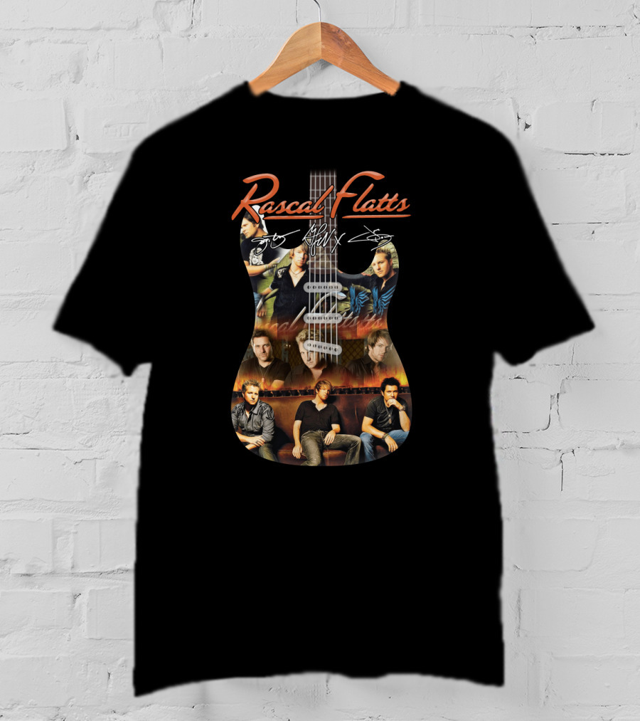 Rascal Flatts Guitar Collage With Band Signatures T-Shirt