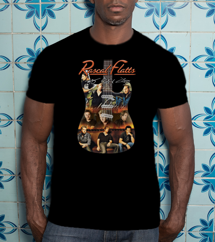 Rascal Flatts Guitar Collage With Band Signatures T-Shirt