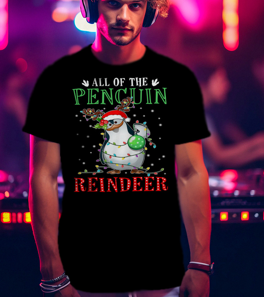 All Of The Penguin Reindeer Christmas Lights T-Shirt