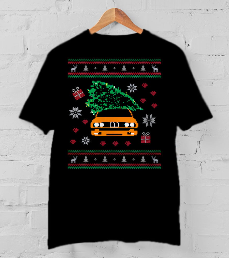 Orange Car With Christmas Tree Holiday T-Shirt